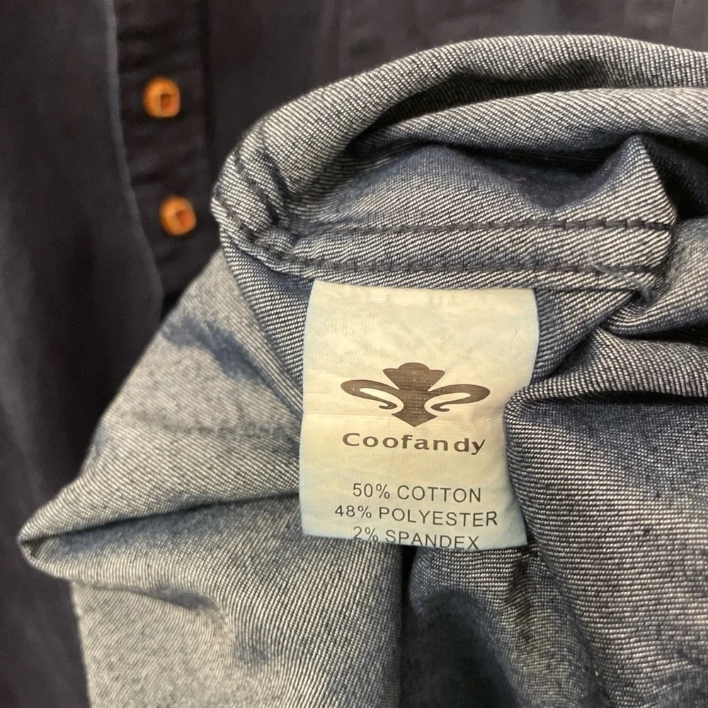 Men's Casual Button Down Shirts - Blue and Black - Picture 7 of 12